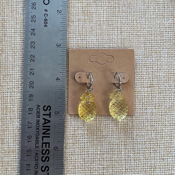 Yellow Pineapple Earrings - Picture 2 of 4